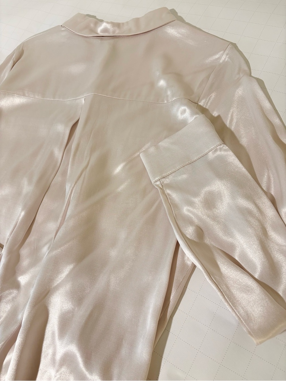 NEW Silk-Like Button Front Blouse in Champagne Ivory